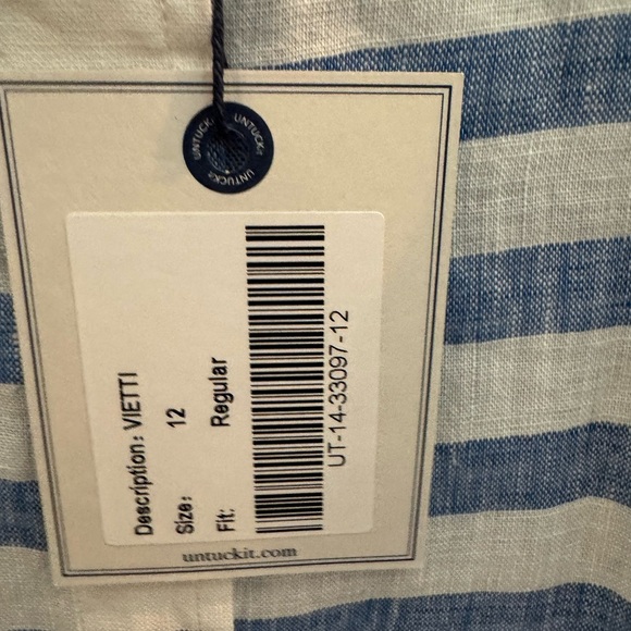 Untuckit Vietti Long Sleeve Button Down Shirt Blue & White - Picture 9 of 11
